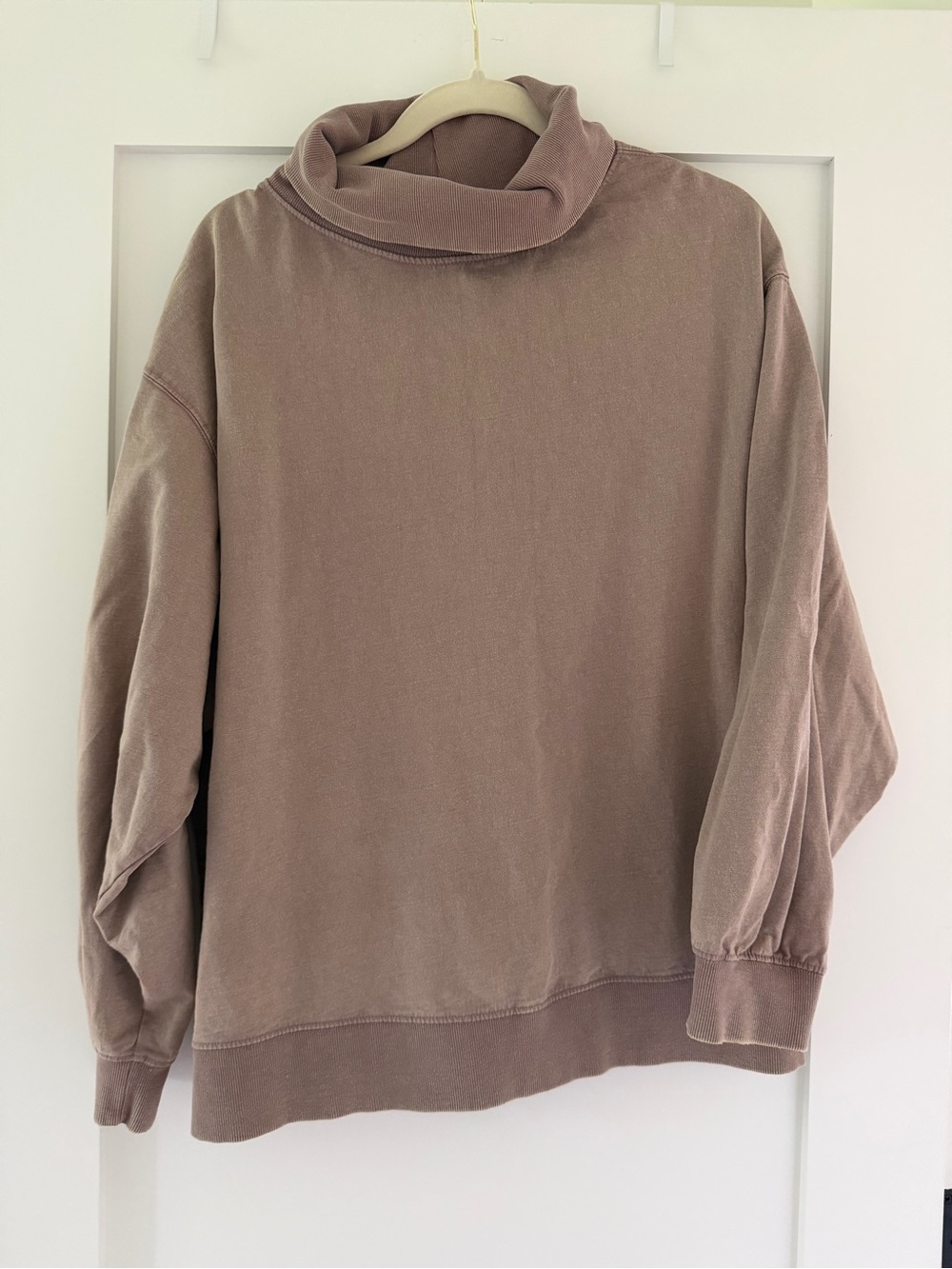Zara Women's Funnel Mock Neck Sweatshirt - Taupe / Purple-brown